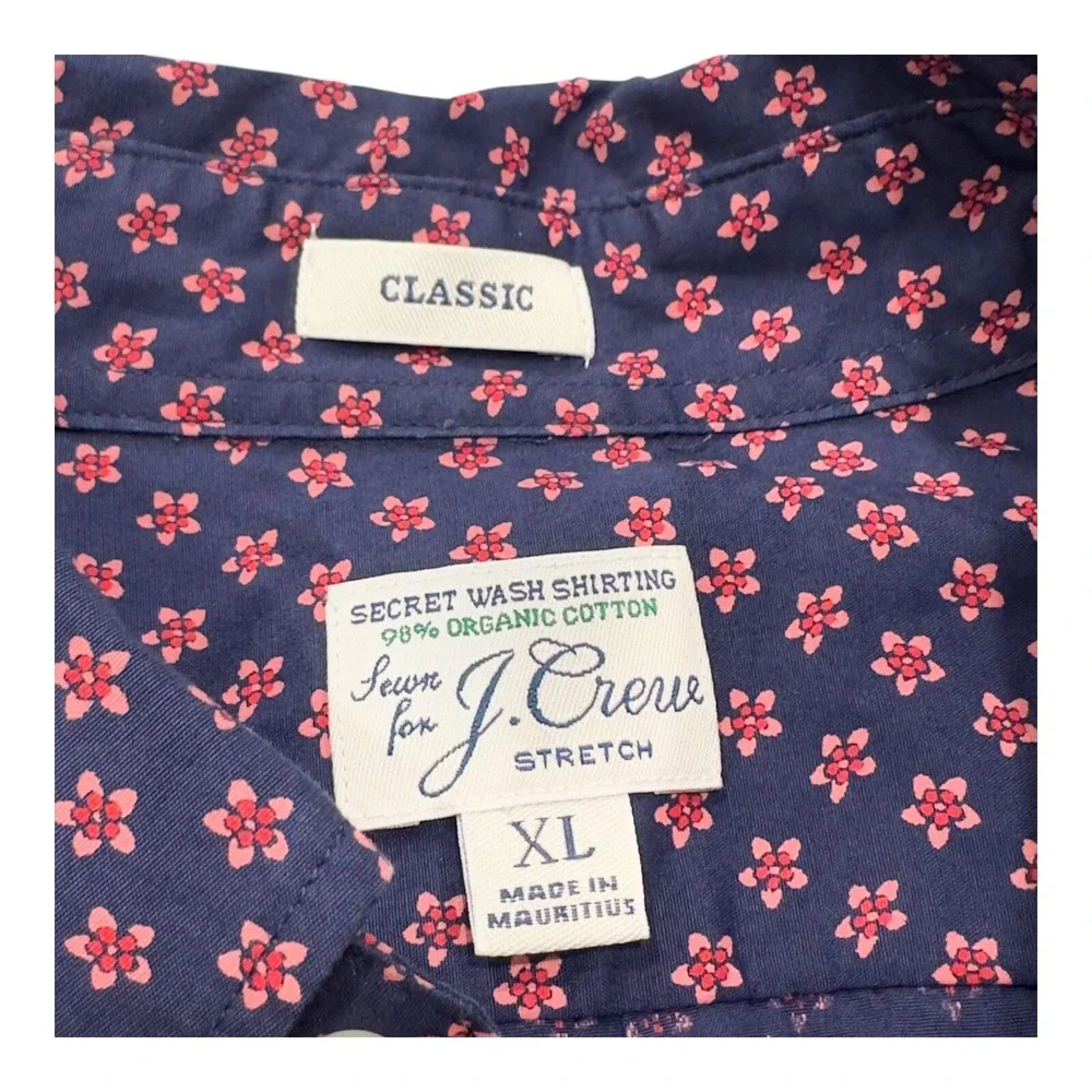 J Crew Slim Stretch Secret Wash Floral Sport Button Shirt Mens Xtra Large Blue